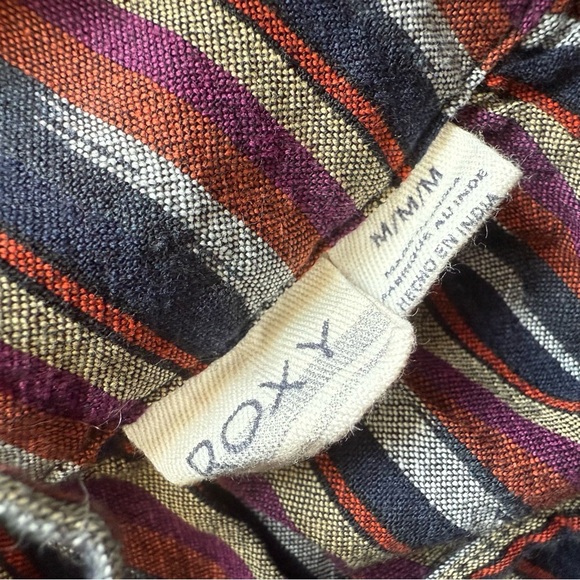 Roxy Multicolor Striped High Low Midi Dress Cotton Women’s Size Medium - Picture 10 of 13